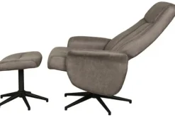 Clearance Relaxfauteuil met hocker Taupe Micro Suede CH-73.011 Bergen Relaxstoelen|Draaifauteuils