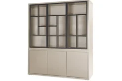 Opbergkasten|Buffetkasten-Castiq Vitrinekast greige ruit Velori
