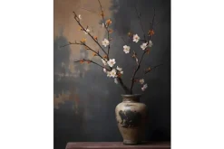 Wandkleden-Urban Cotton Wandkleed Dark Blossom Vase