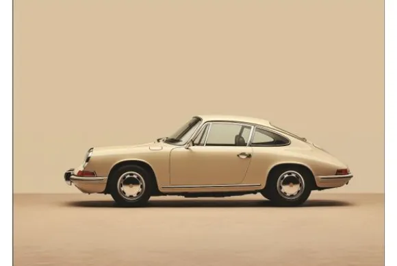 Wandkleden-Urban Cotton Wandkleed Vintage Porsche Beige